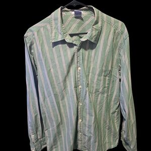 Old Navy Green Striped Long-Sleeve Button-Down Shirt